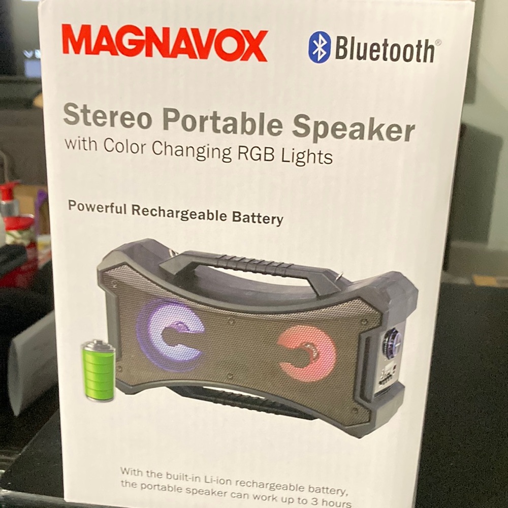 Black Portable Speaker with Bluetooth and RGB Lights
